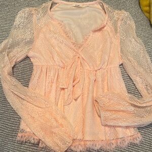 Francesca’s Pink Lace Blouse